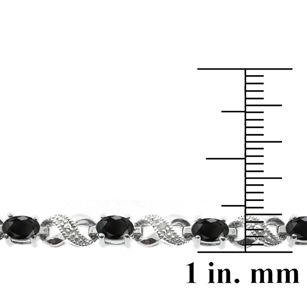 7.2ct TGW Genuine Black Sapphire & 1 Diamond Accent Infinity Bracelet in Brass