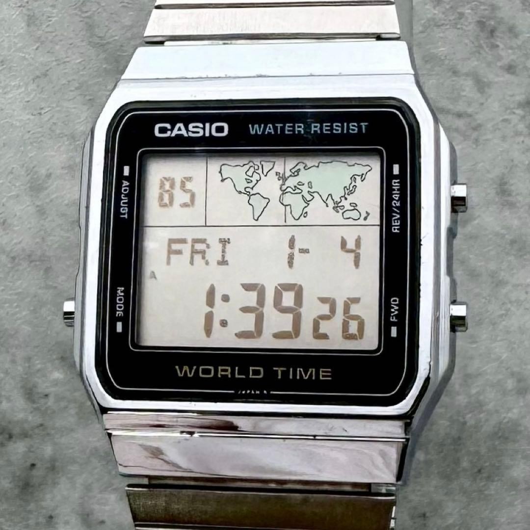 80s New Battery Level Working CASIO A300U World Time World Map