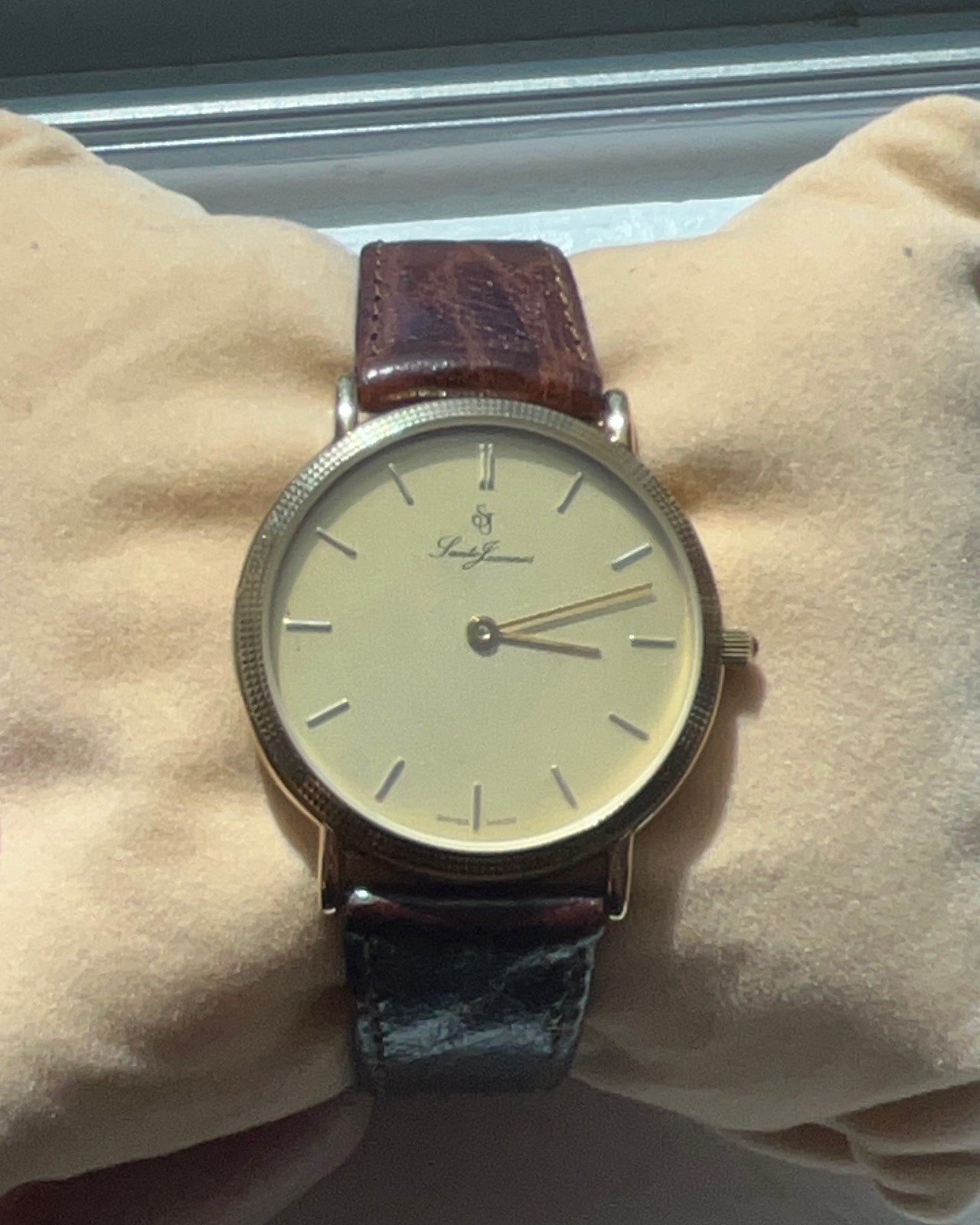 Santo Joannes ETA 7001 Hobnail Manual Hand Wind Gold Plated Dress Watch 35mm