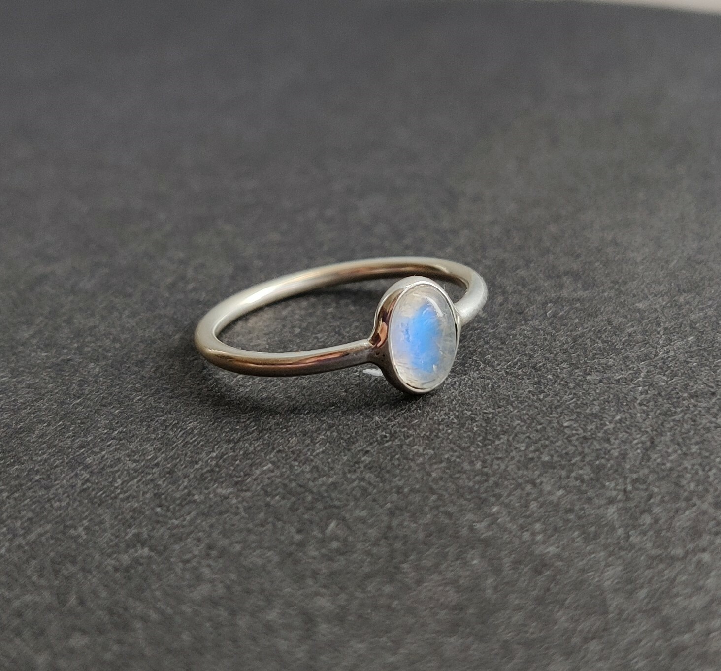 Rainbow Moonstone Ring 925 Silver Blue Flash Moonstone Tiny Women All Size Rings