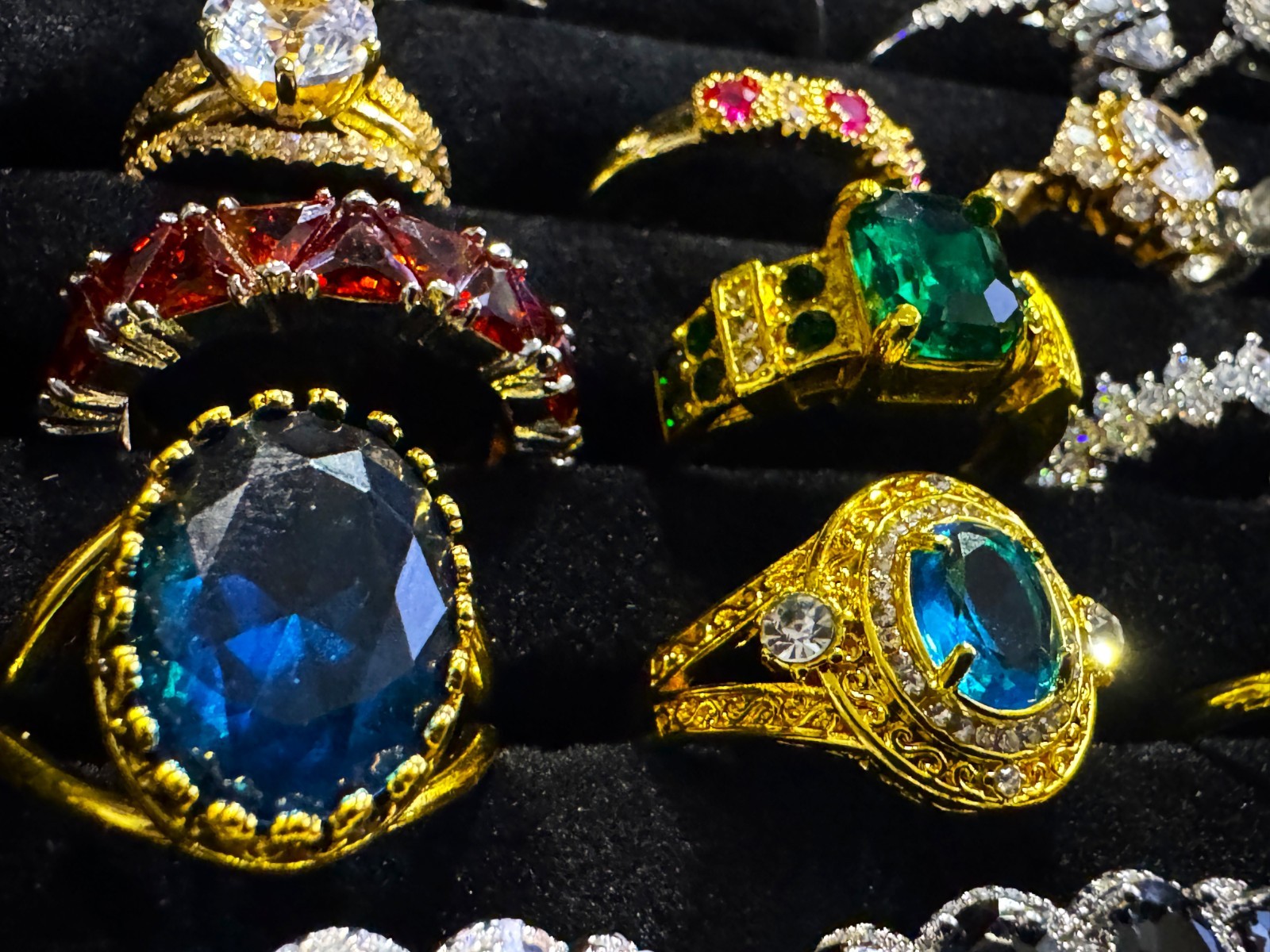 Rings Cubic Zirconia Gold Plated Silver Plated White Red Blue Green Purple Pink