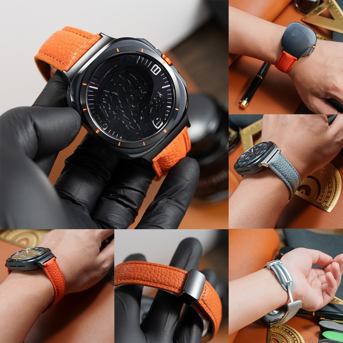 Fits Samsung Galaxy Ultra Watch Strap Leather Rugged Folding Clasp Band 22mm