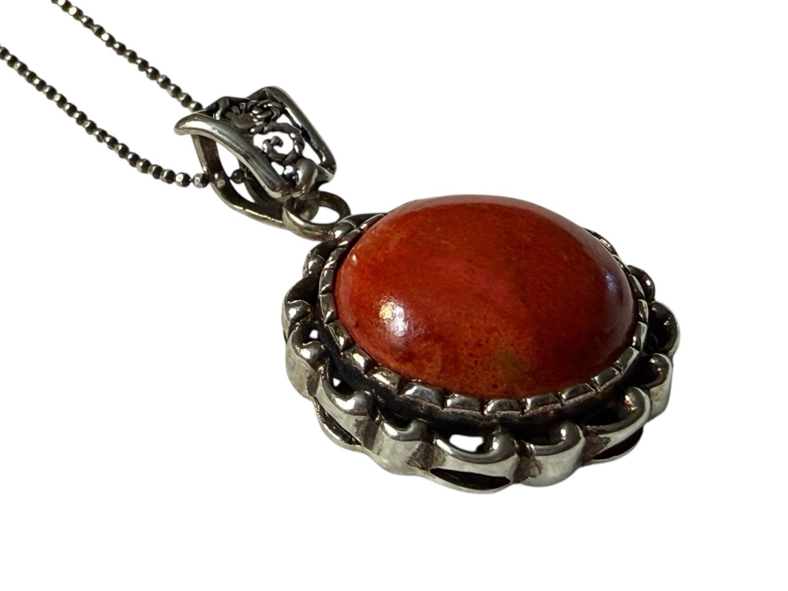 JTV BBJ Bangkok Ratnaraj Jewelers Sterling Silver Sponge Coral Necklace