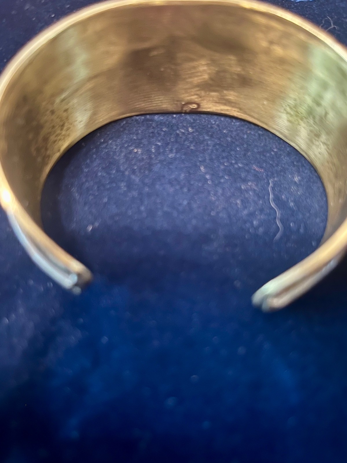Wide turquoise cuff in copper and silver, 6″