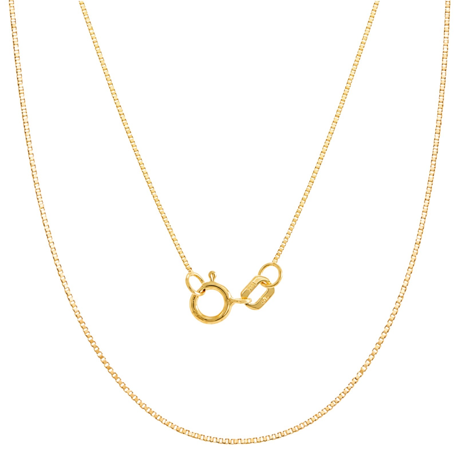 Square Box Chain 14K Solid Gold Diamond Cut 0.45-0.75mm Link Necklace Men Women