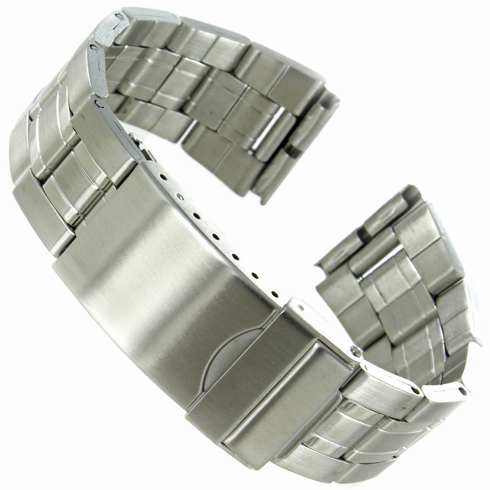 18mm or 20mm Hirsch Silver Stainless Steel Security Clasp Mens Watch Band 5602