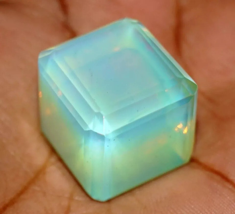 Opal Cube Cut Fire Welo Australian Untreated Natural Certified 80-82 Ct Gemstone