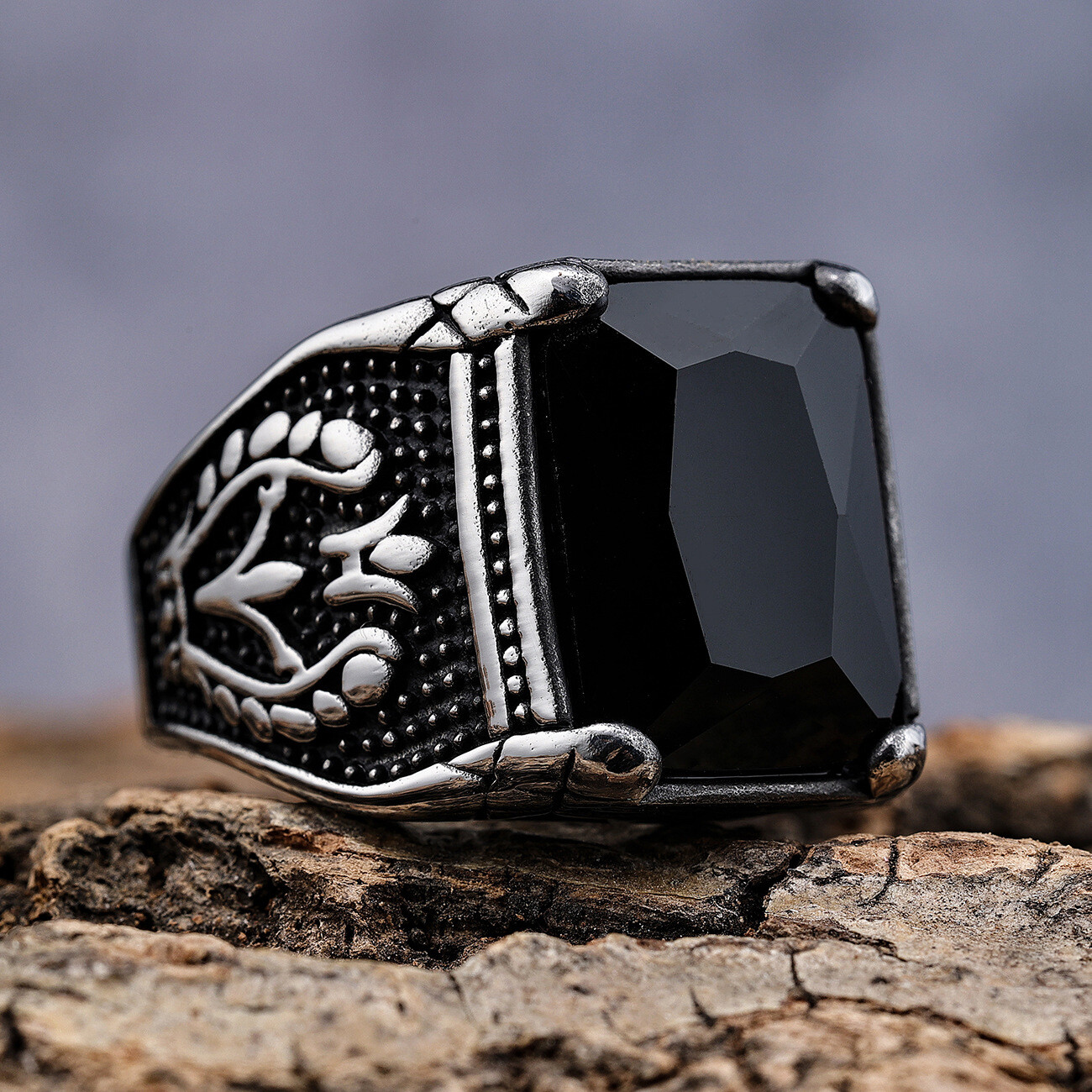 Mens Green Black Blue Red CZ Aquamarine Square Stone Ring Size 7-15 Gift