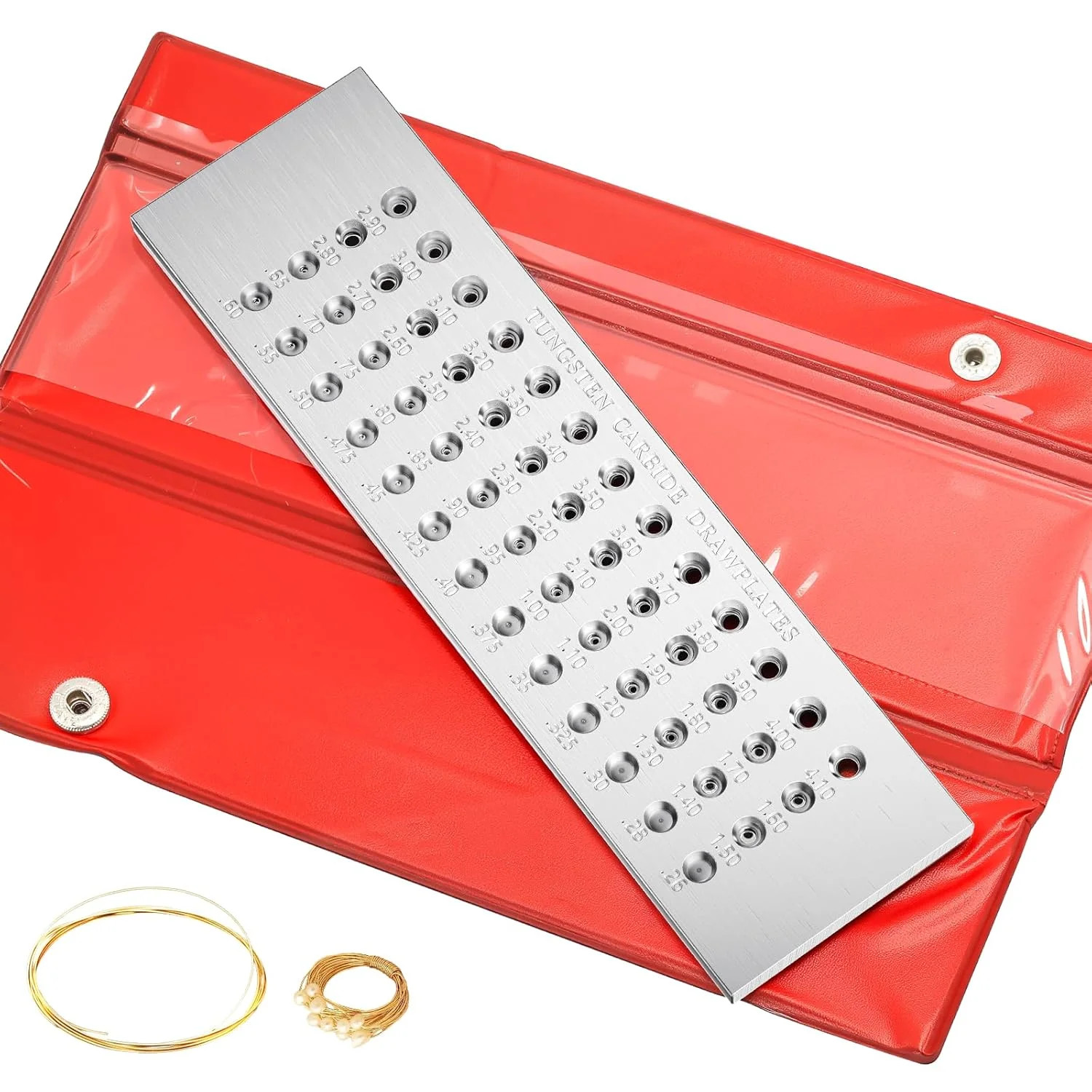 NEWTRY 0.26-4.1mm Jewelry Wire Drawplate 52 Holes Tungsten Carbide Steel Round D