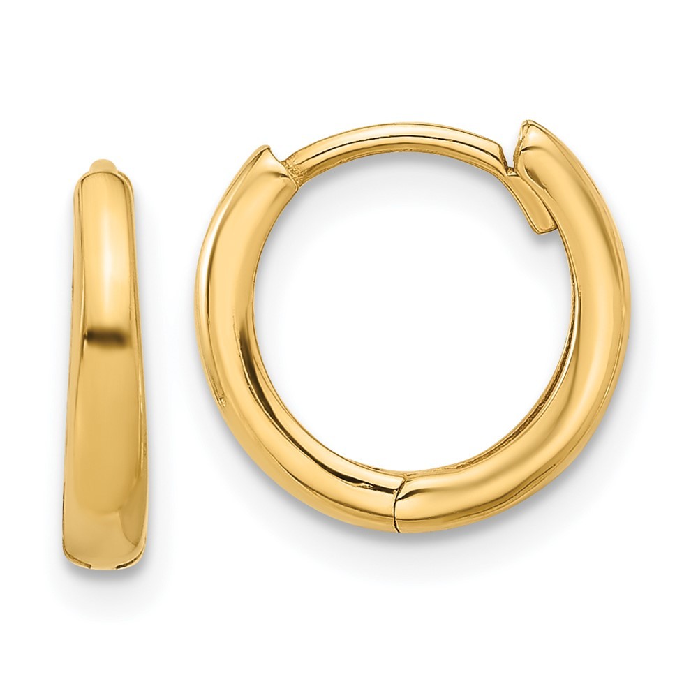 14K Yellow Gold Polished Hinged Hoop Earrings L-11.5 mm, W-12.4 mm