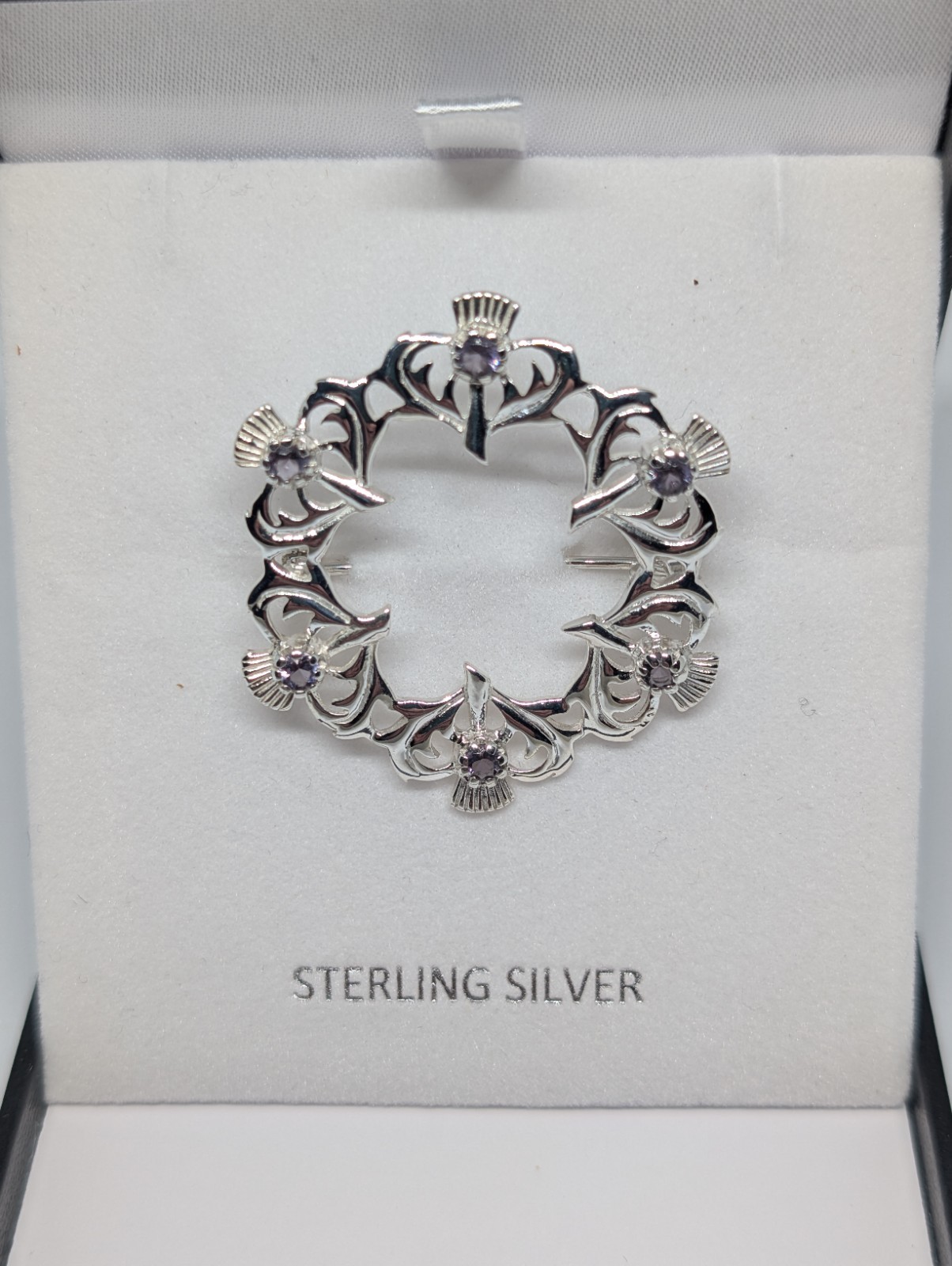 Alexander Castle Sterling Silver Thistle Brooch Pin Hallmarked In Box