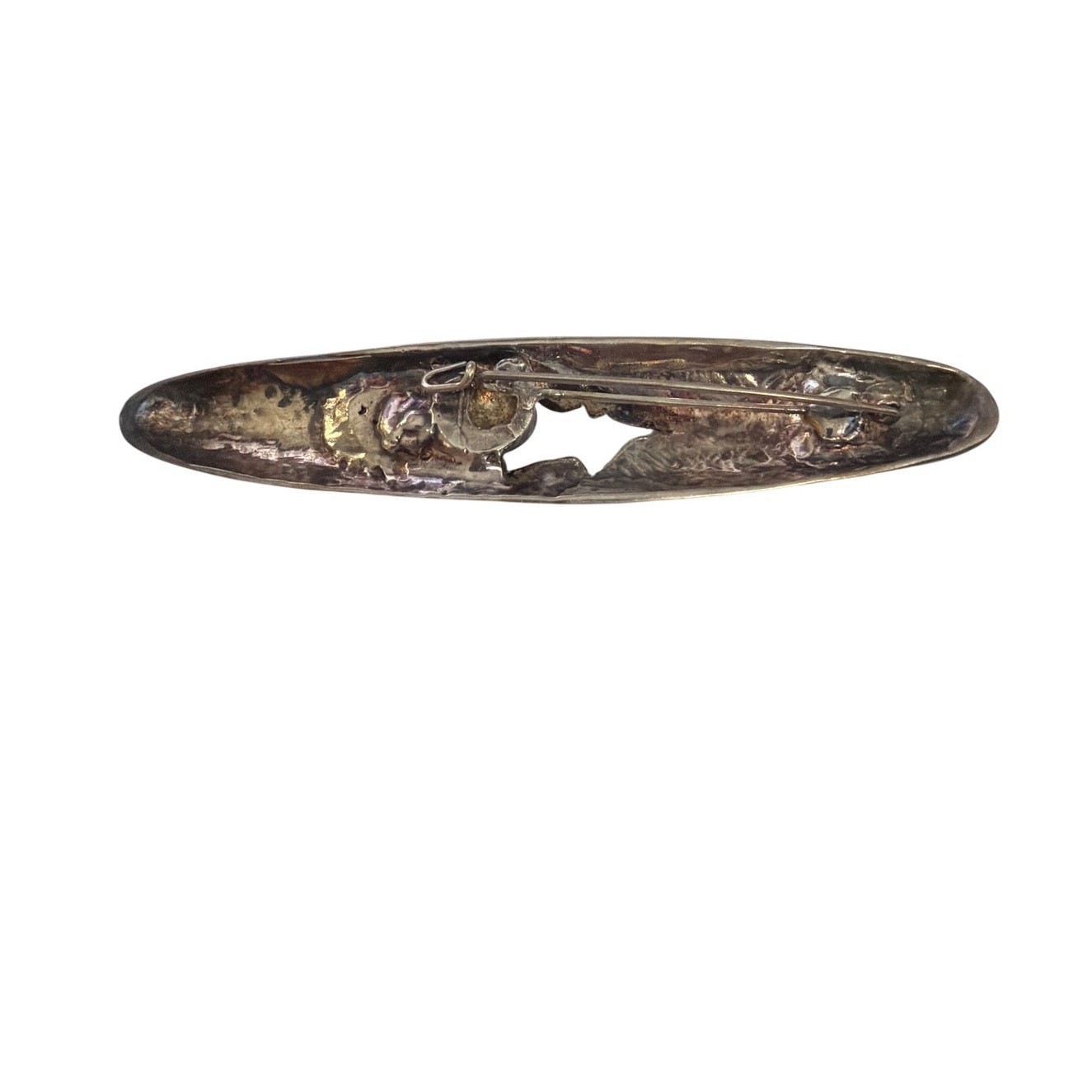vintage modernist Sidney Carron sculptural sterling silver brooch Stamped 4″