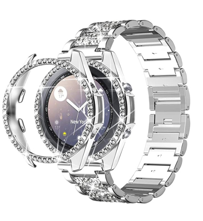 Bling Metal Watch Band + Diamond Case For Samsung Galaxy Watch 4 5 6 40mm 44mm