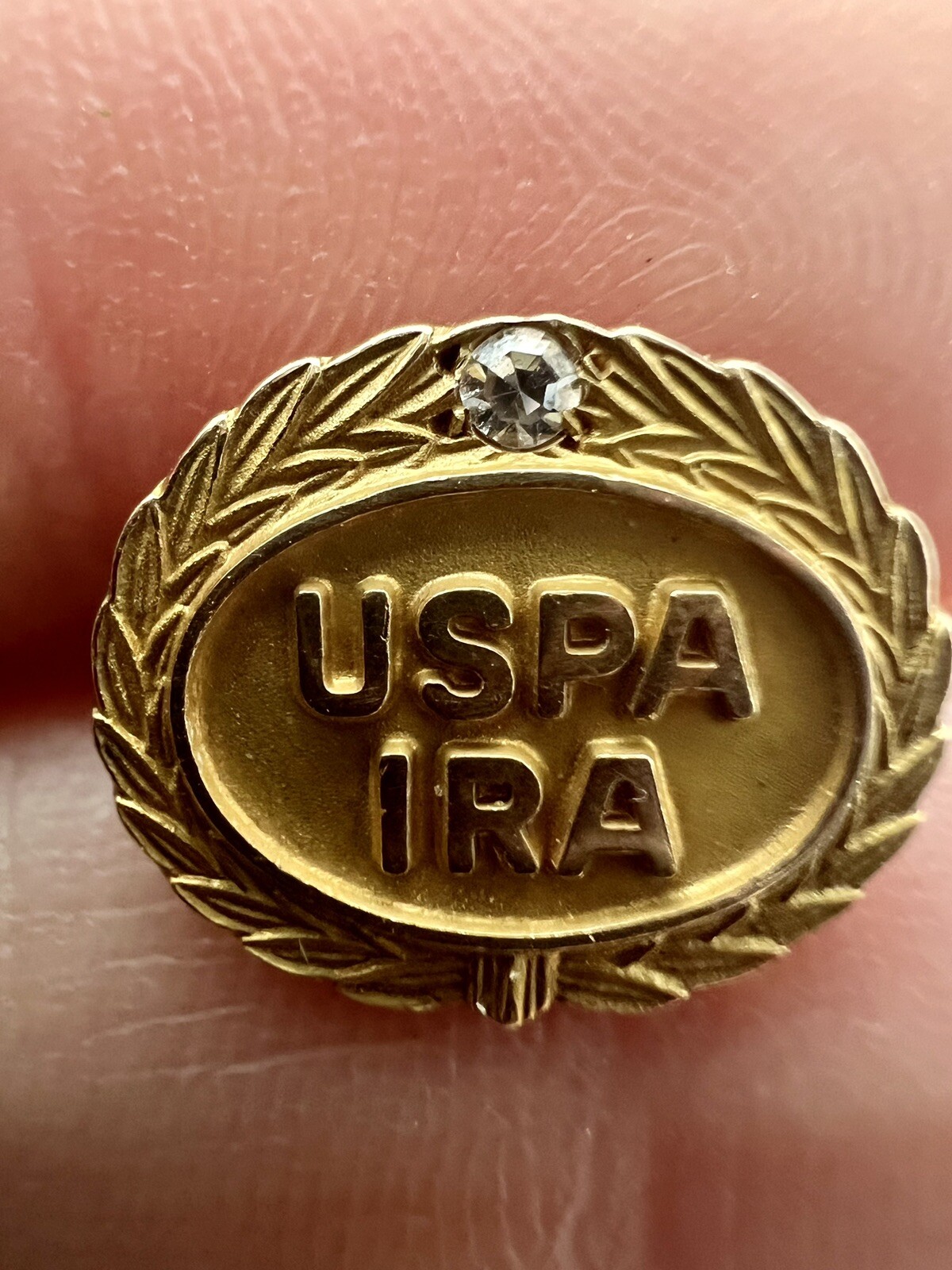 LGB 14k Yellow Gold & Diamond USPA IRA Military Plan Lapel Pin / Tie Tack
