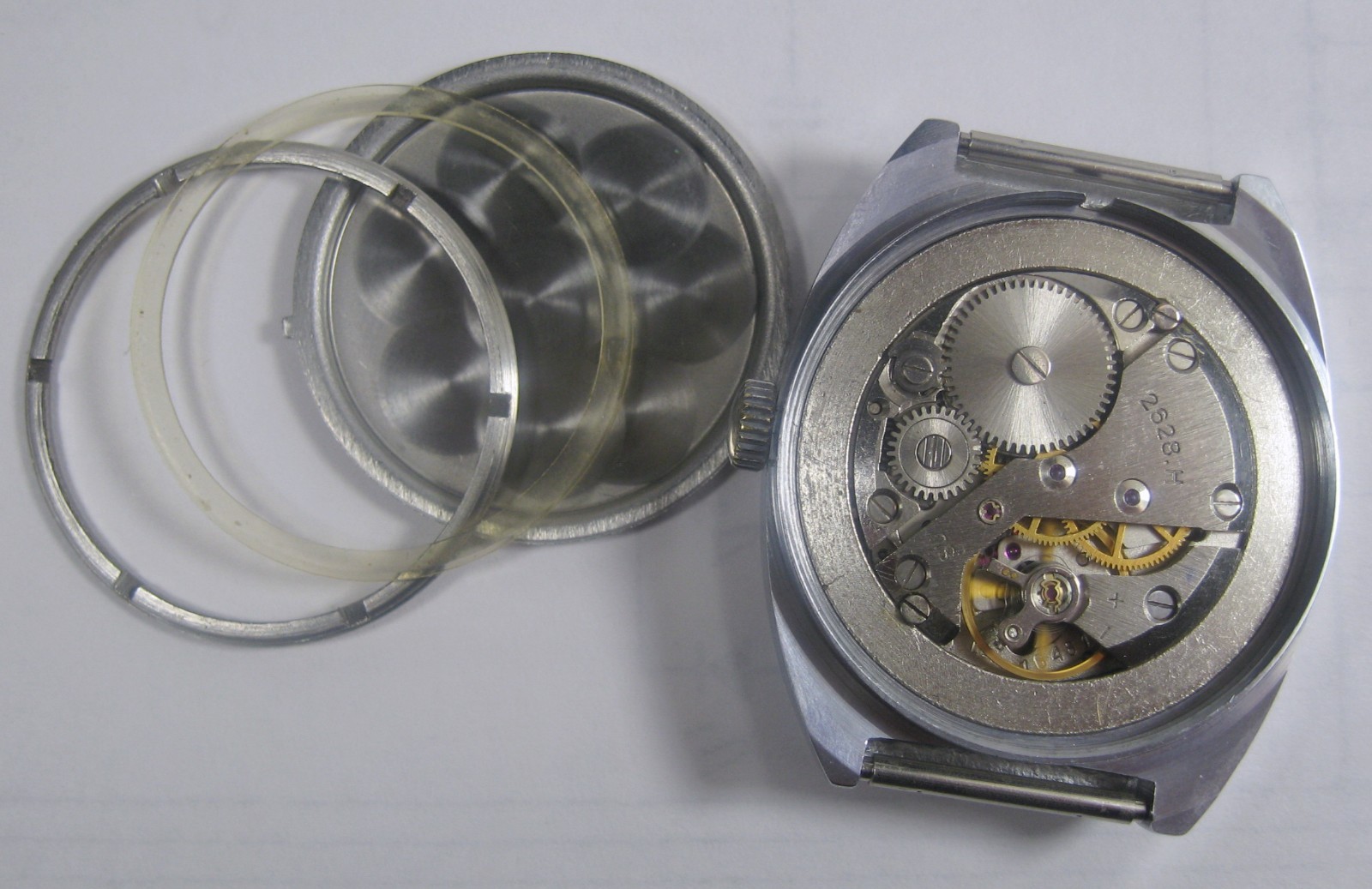 Vtg RAKETA NEW Case + Strap S/Steel 2628H Soviet Classic 19j Wrist Watch 1970s