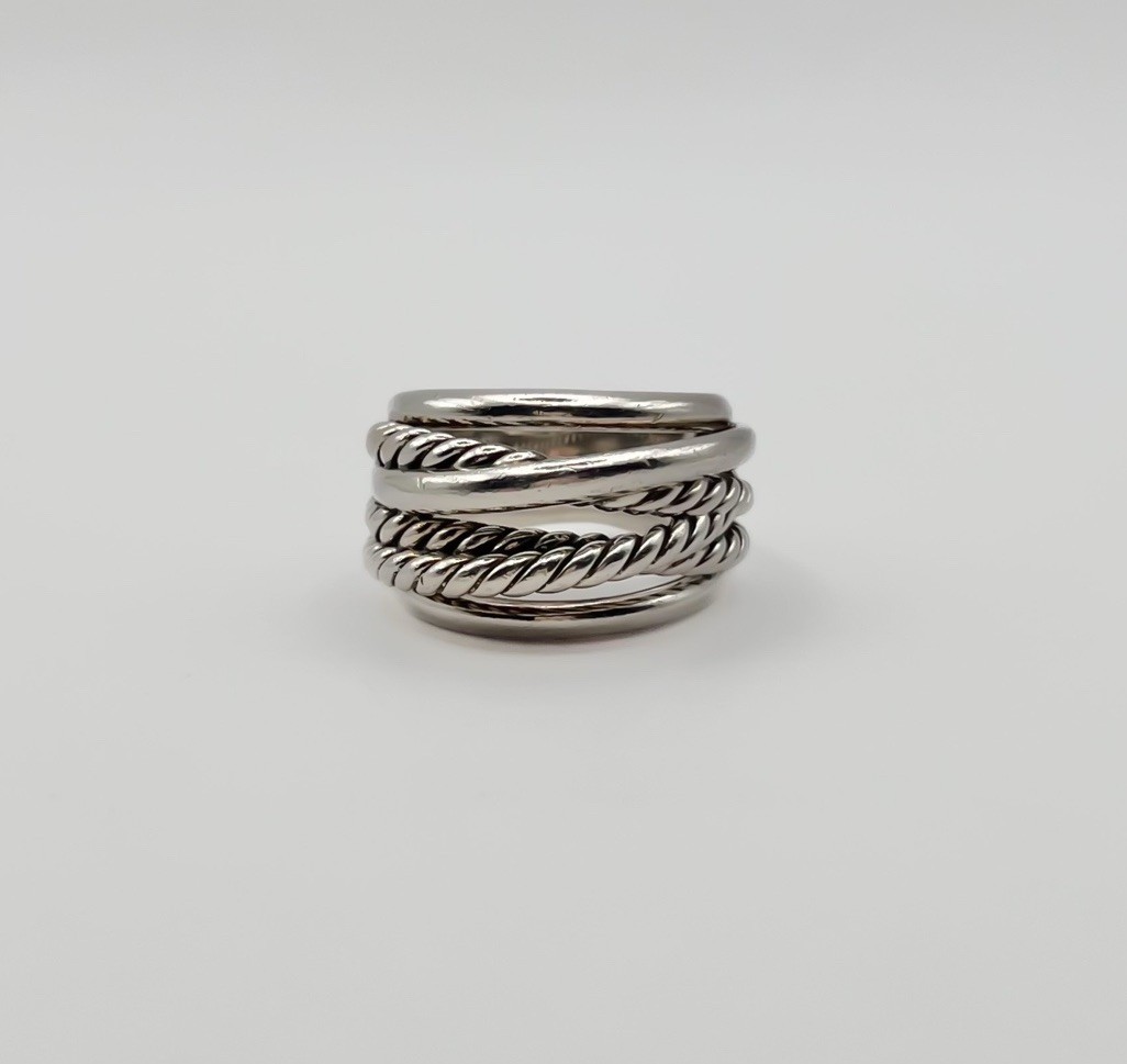 David Yurman Sterling Silver 14.7mm Crossover Ring- Size