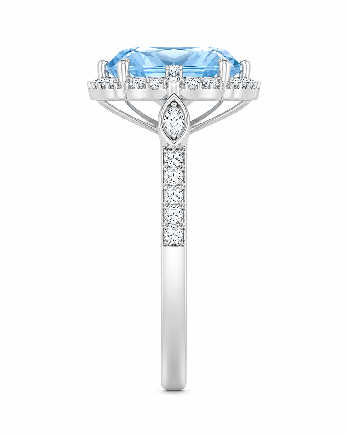 6 CT Oval Cut Sky Blue Topaz Gemstone Ring, Natural Blue Gemstone Rings
