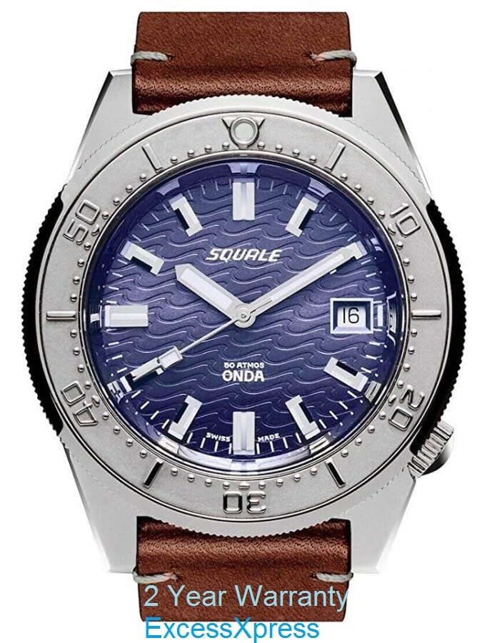 Brand New Squale 50 ATMOS Onda UVA (Purple)1521-026-ONDA-B Watch Warranty
