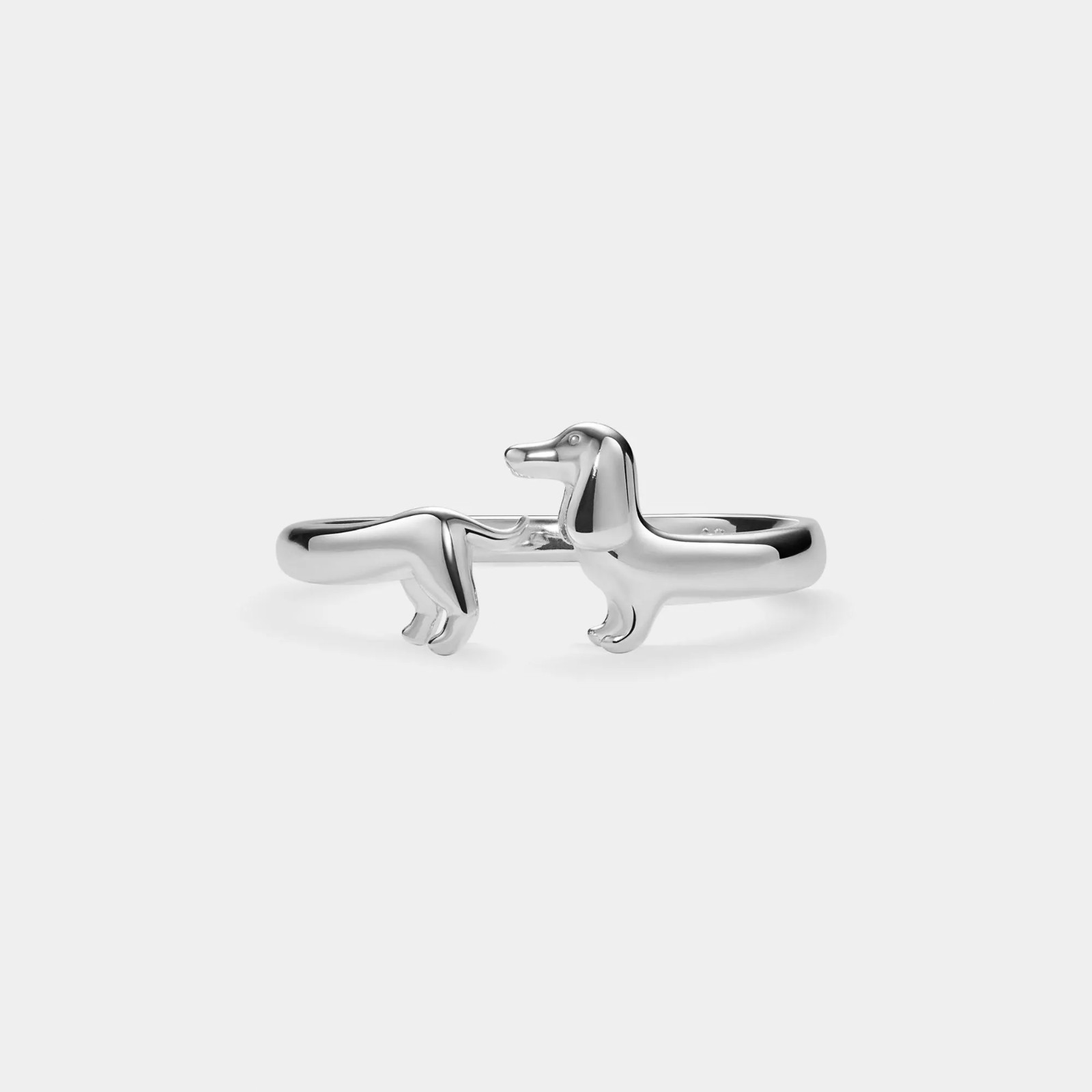 Dachshund Dog Stacking Band Ring in 925 Sterling Silver