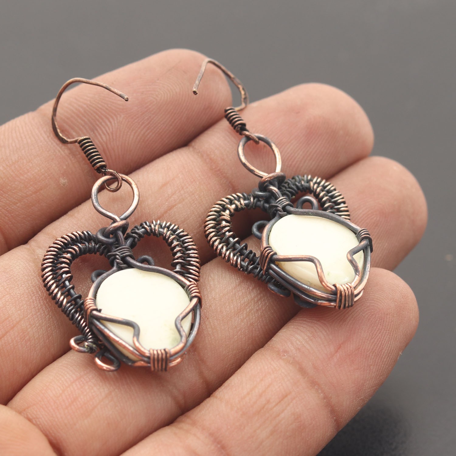 Acrylic Copper Wire Wrapped Handmade Earring Jewelry Gift For Event