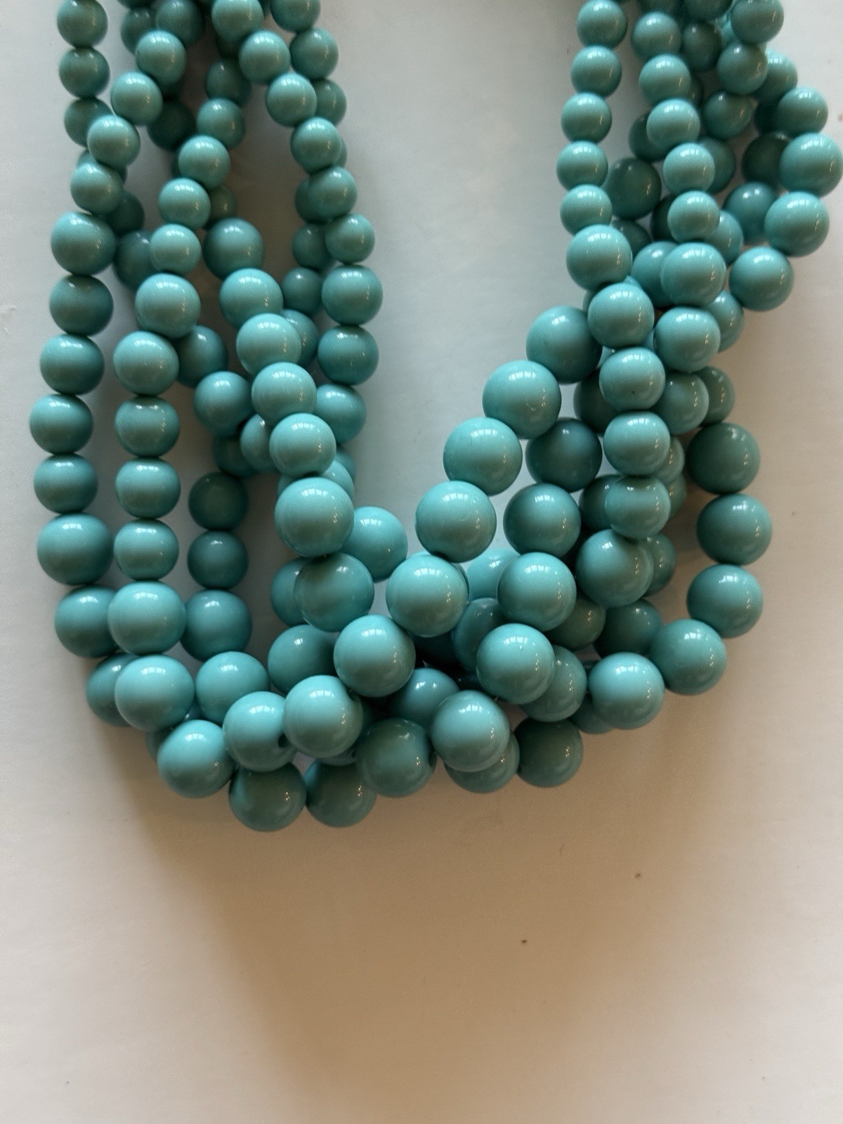 Blue Beaded Multi-Strand Statement Necklace Lobster Clasp Adjustable
