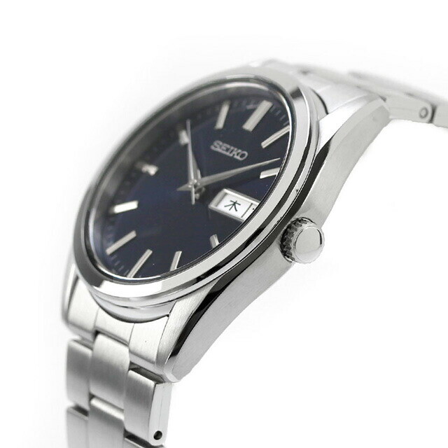 SEIKO SELECTION S SBTH009 Stainless Steel Day Date Quartz Watch Blue Dial 37.4mm