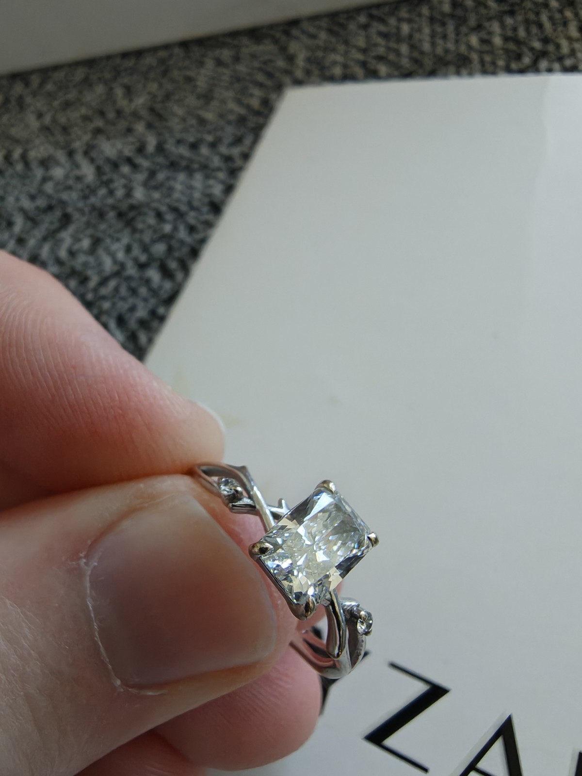 1.06 Carat Diamond Engagement Ring White Gold Band Radiant Cut F VS2 Lab Grown