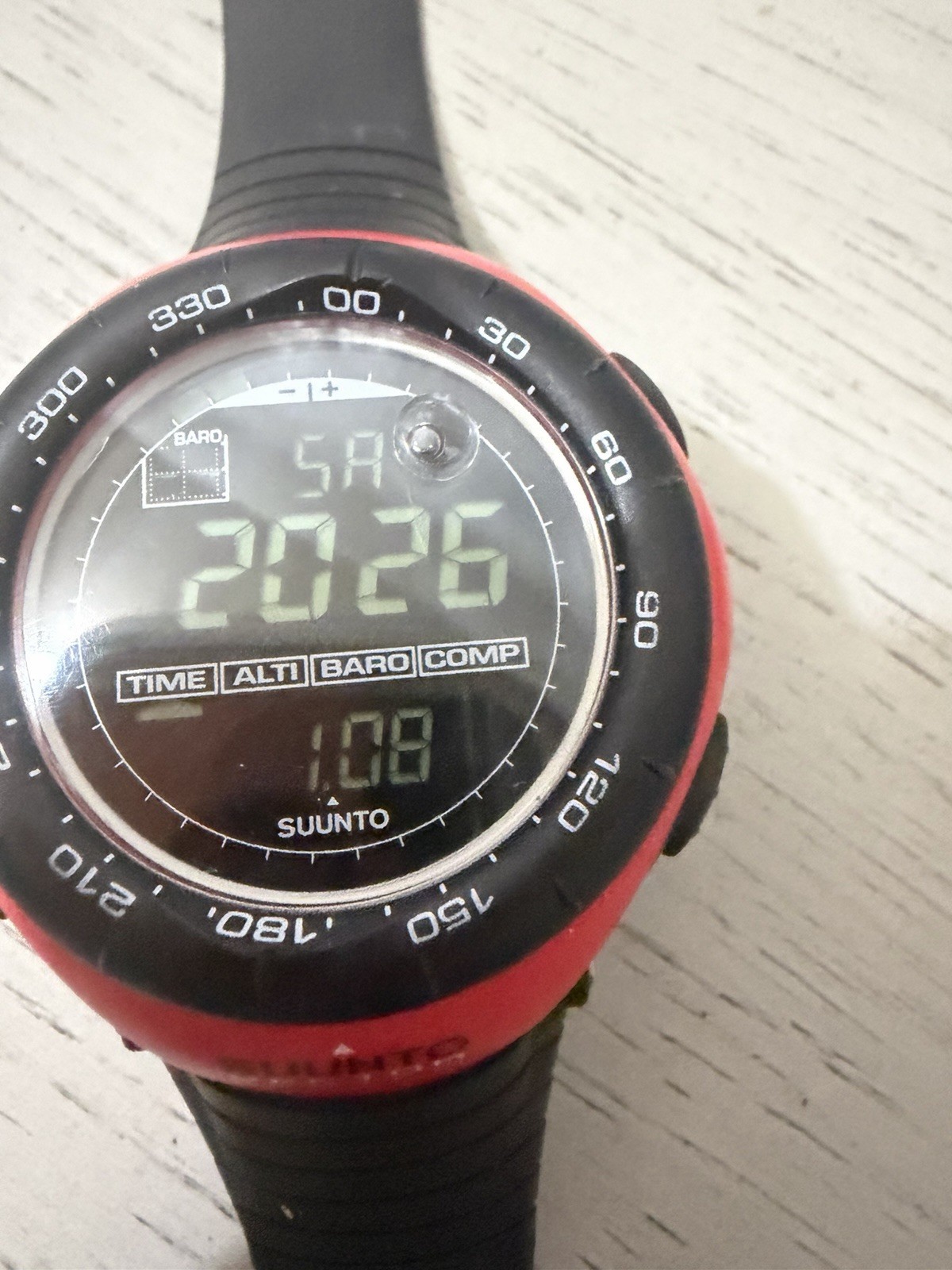 Suunto Vector New Battery Mens Digital Watch 51MM 8.5″ Black And Red Finland