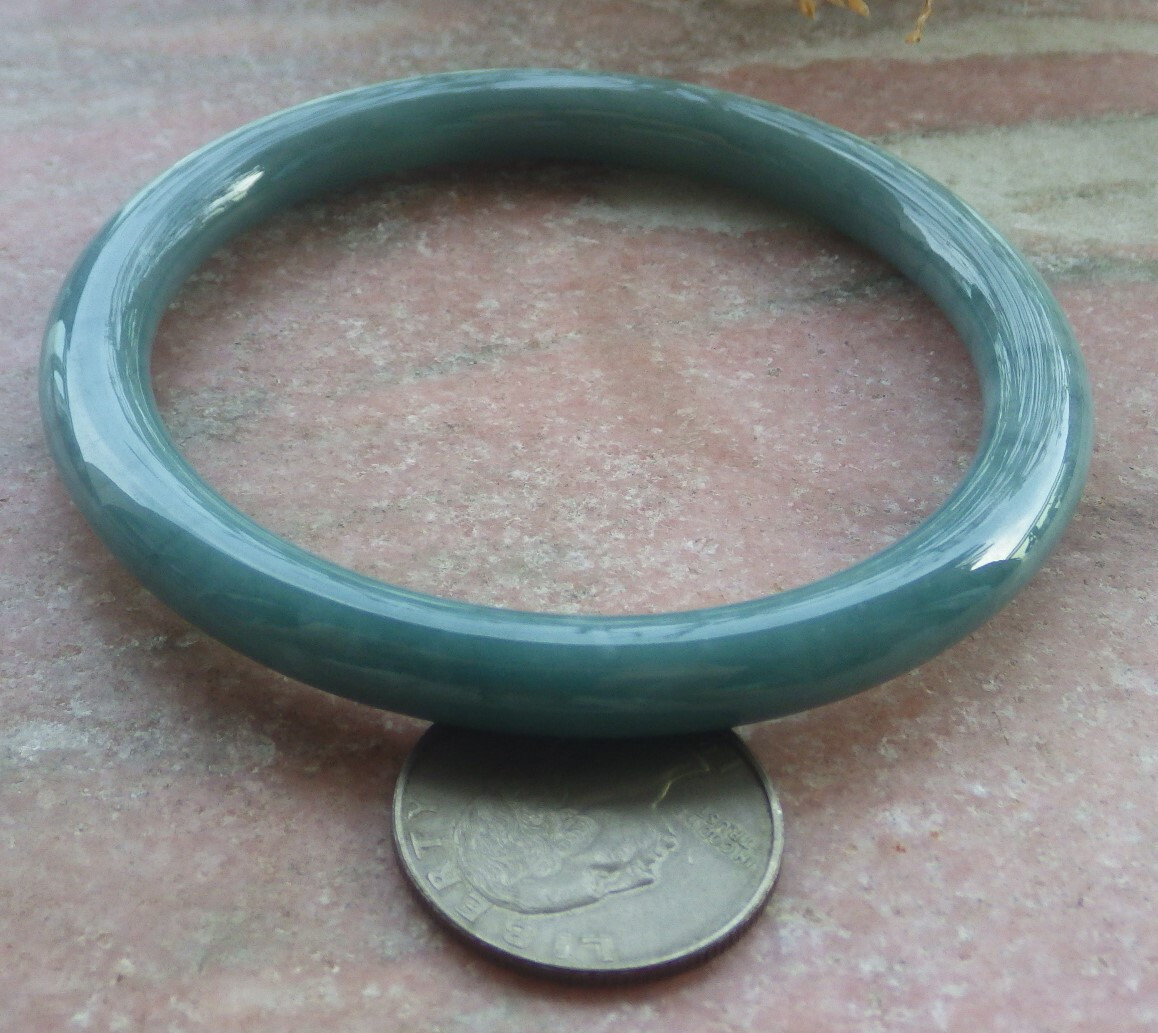 Video Certified Green Natural A JADE Jadeite Circle Bangle Bracelet 61mm 202367