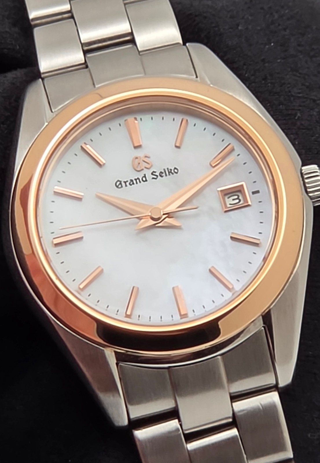 Grand Seiko Heritage STGF268 MOP Dial Quartz Ladies 29mm Steel/Rose Gold Box