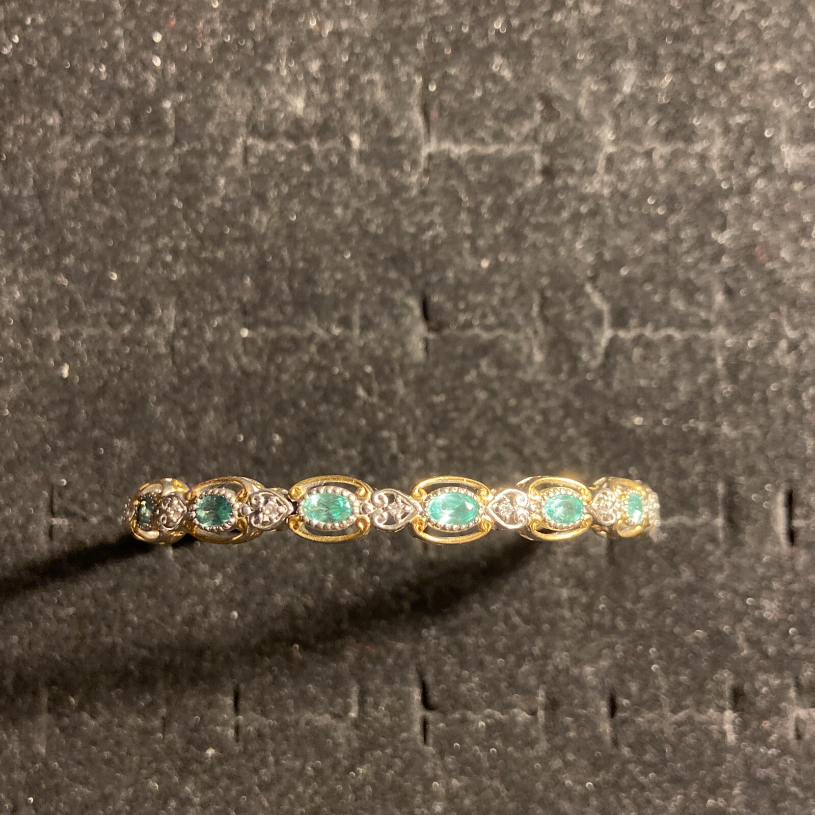 Gems en Vogue 4.82ctw Dauphin Apatite & White Zircon Bangle Bracelet