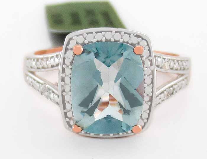 GENUINE 2.82 Cts BLUE TOPAZ & DIAMOND RING 10K ROSE GOLD – Free Certificate -NWT