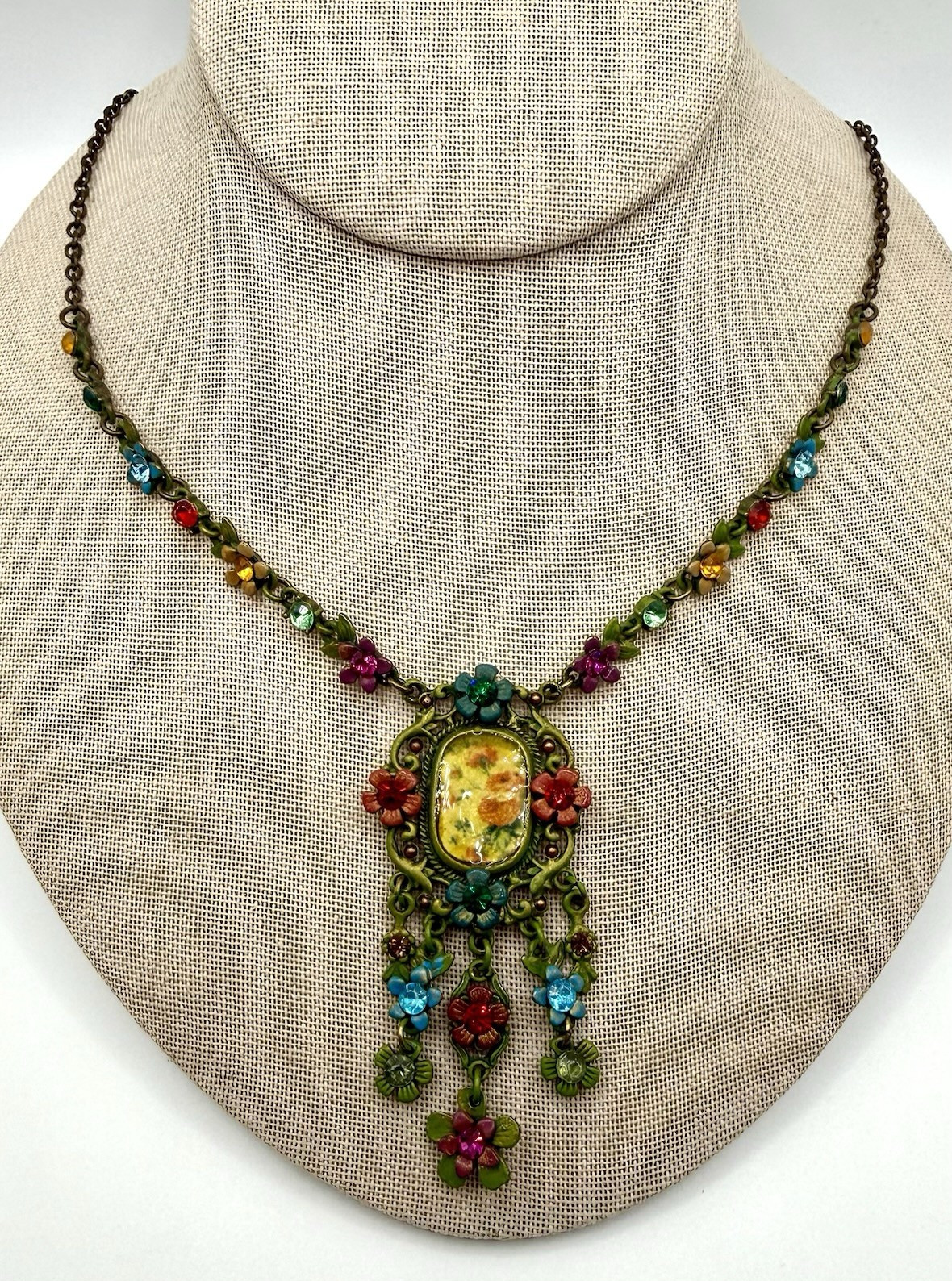 You & I Neo-Victorian Enamel Picture Necklace 18”