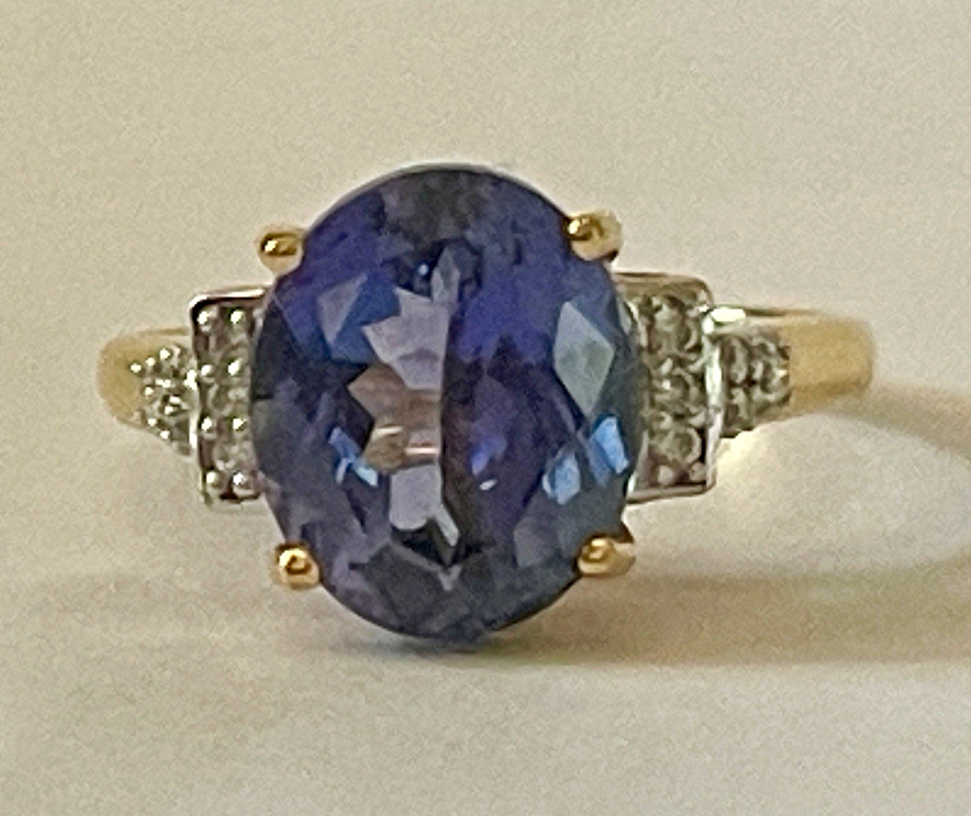 AAA 4.90Ct Natural Tanzanite Diamond Ring 18K Gold Sz 7 Cert 1 of 1 NWOT