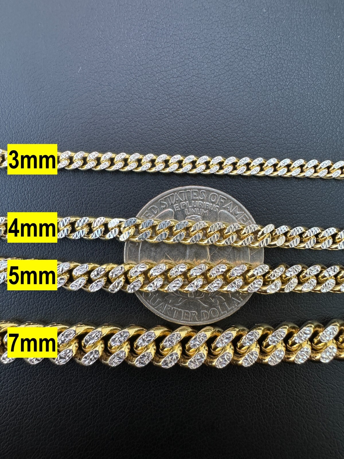 Miami Cuban Chain Bracelet Diamond Cut Two Tone 14k Gold Plated Real 925 Silver