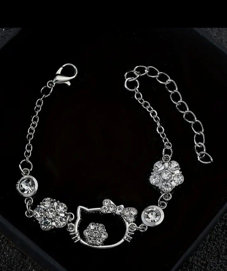 Sanrio Hello Kitty Pendant Bracelet, Cat And Flowers Design