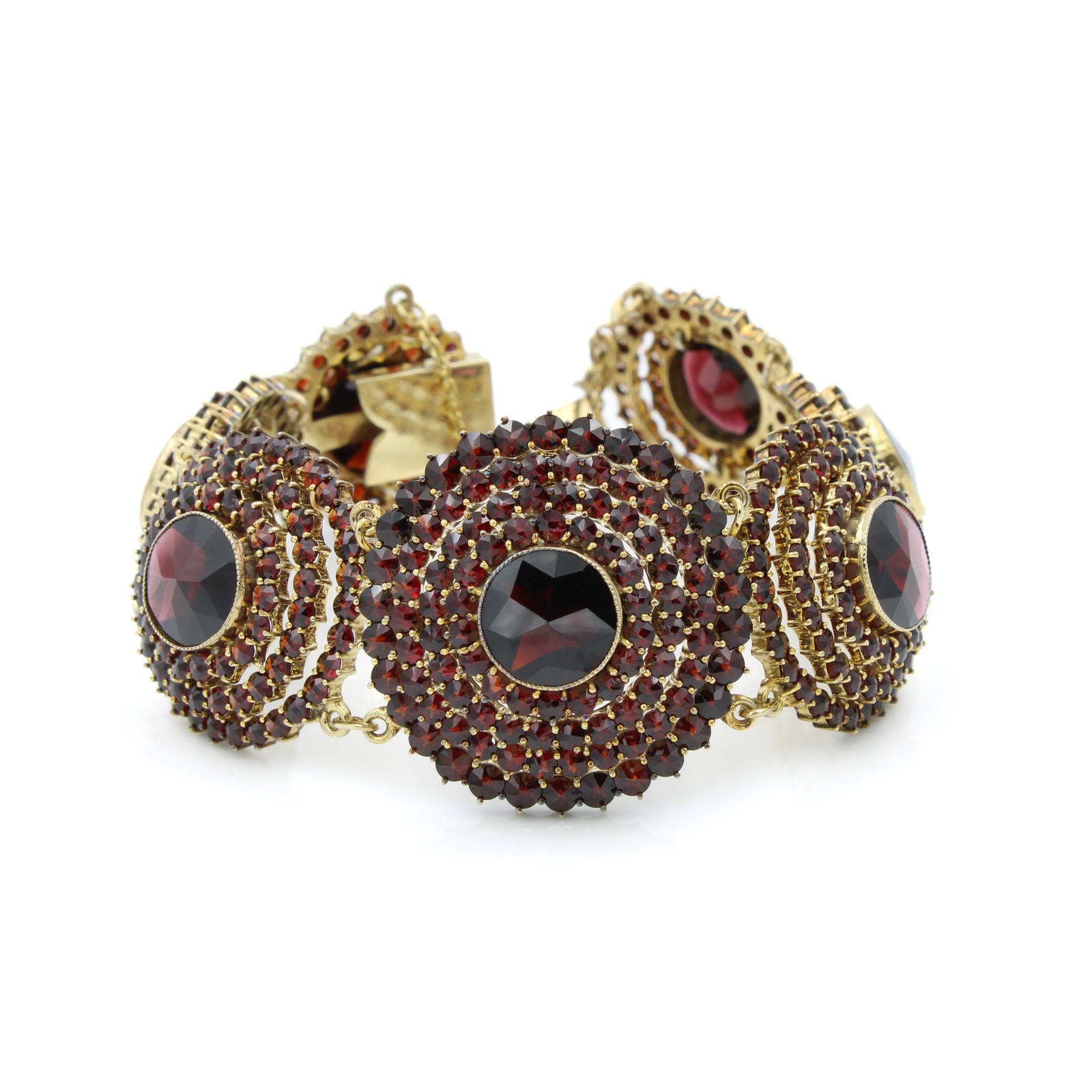 10k Yellow Gold Bohemian Garnet Size 6.25in Six Link Bracelet #ET180418-1