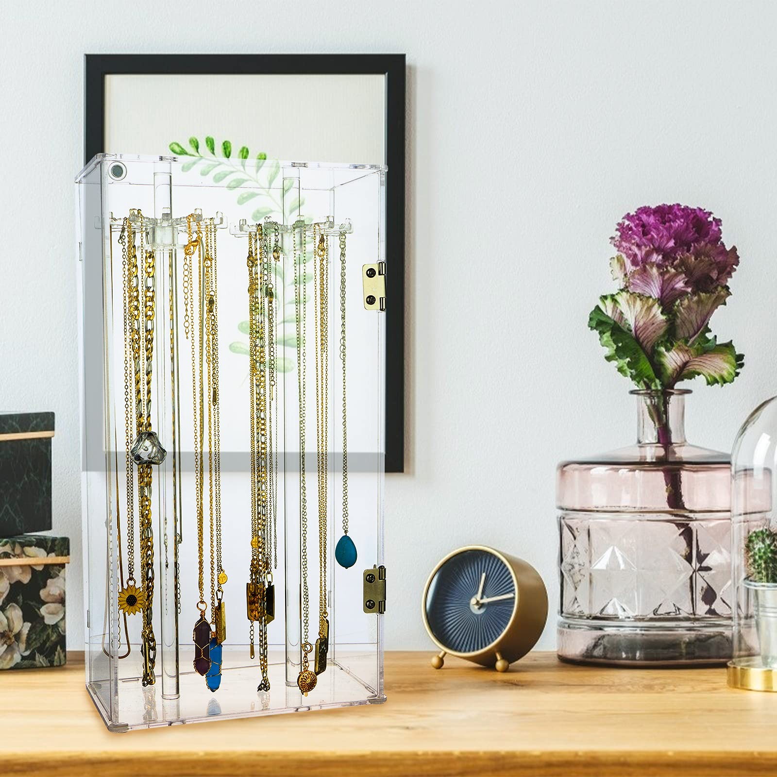 Acrylic Necklace Holder Stand,Clear 11.81×5.91×3.35 inches, Square