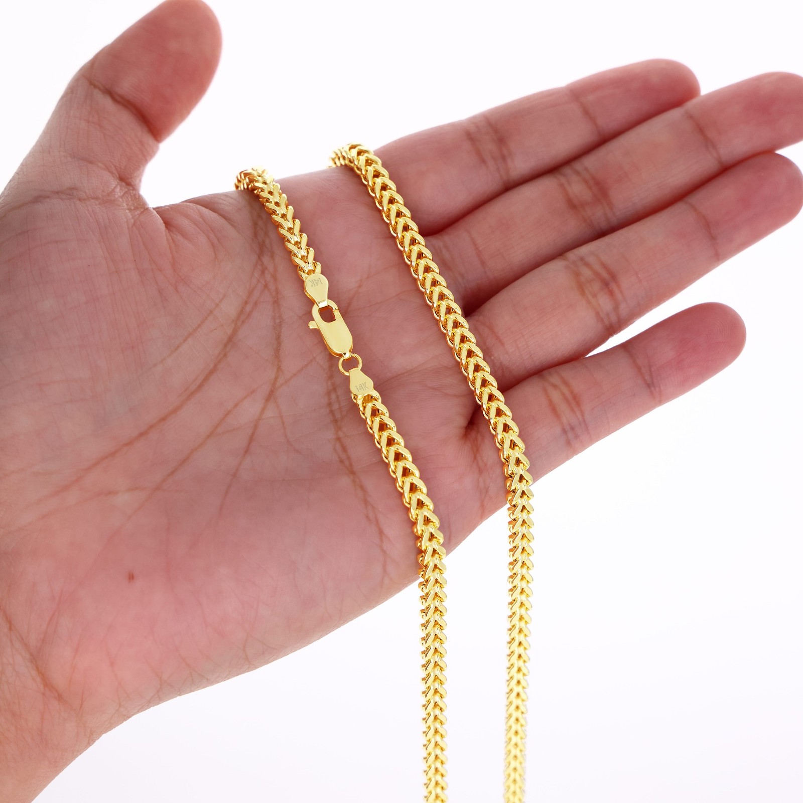 14k Yellow Gold 4mm Franco Box Bracelet Chain Mens Womens 7″ 7.5″ 8″ 8.5″ 9″