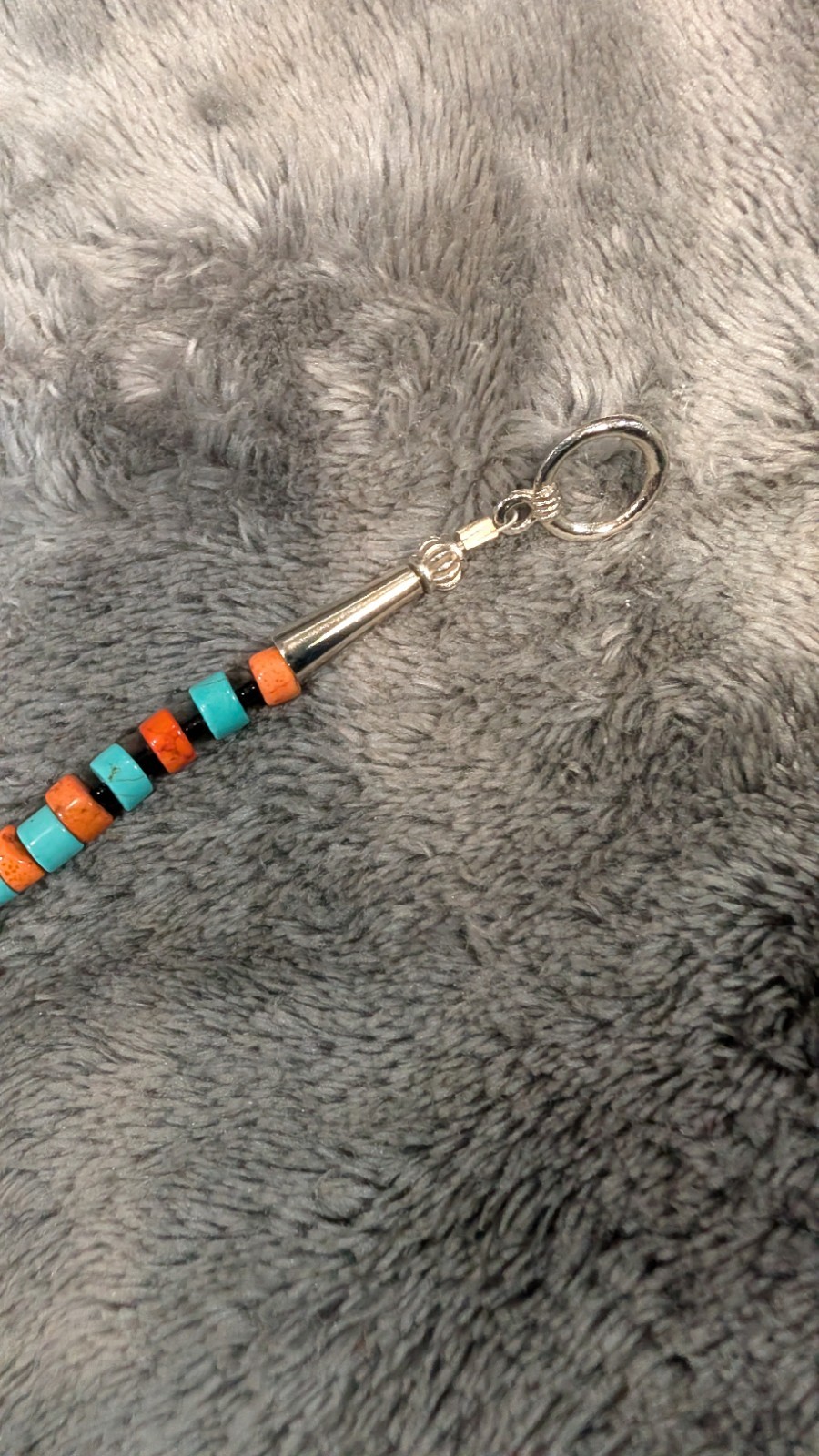 Handmade, Red, Green, Blue, Orange And Black Howlite Beaded Necklace, New
