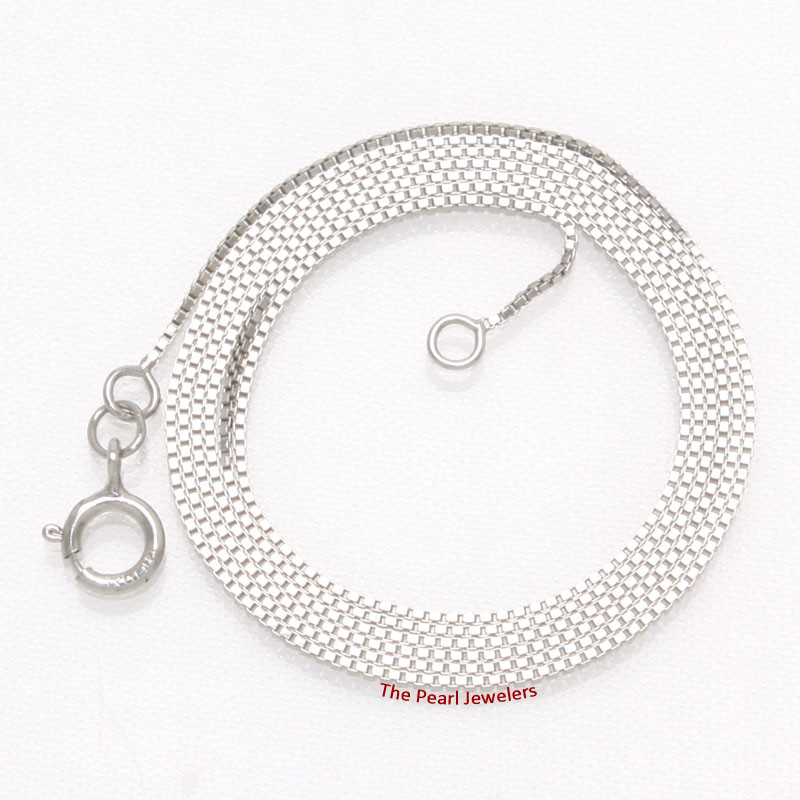 14kt Solid White Gold 0.6 mm Classic Box Chain Necklaces TPJ