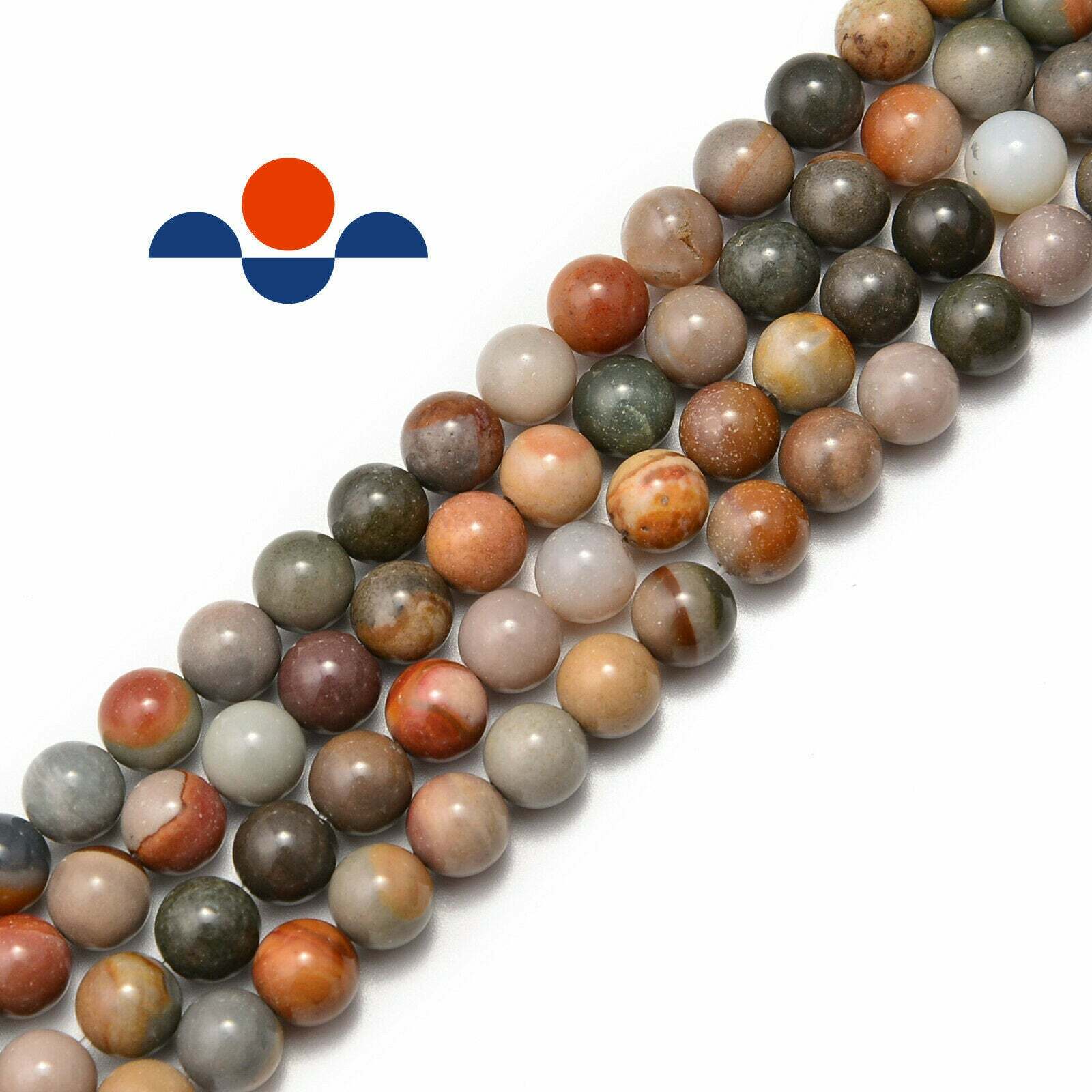Polychrome Jasper Smooth Round Beads 6mm 8mm 10mm 12mm 15.5″ Strand