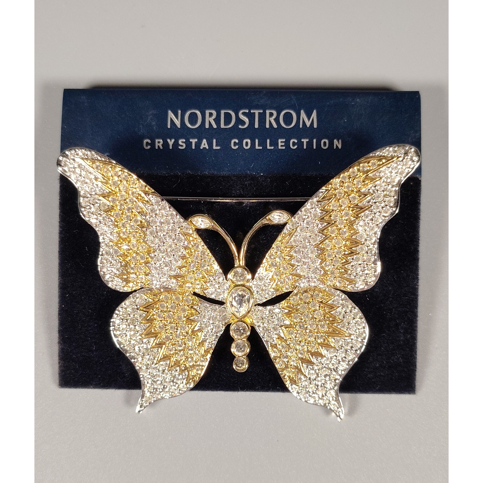 Vintage Nordstrom Crystal Collection Butterfly Brooch Pin 2.75″ – Rhodium Plated