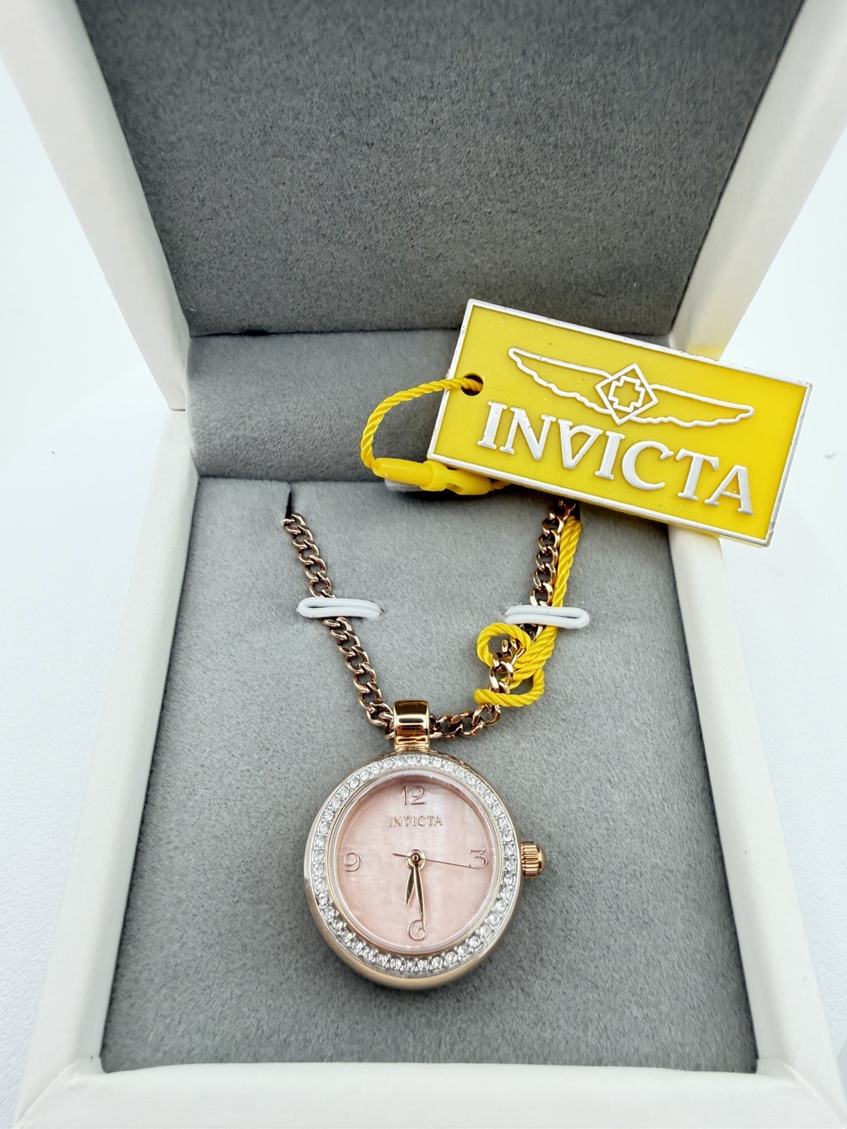 49933-Invicta Mini Angel Necklace Watch With Mother Of Pearl. Rose Gold. 22.5mm