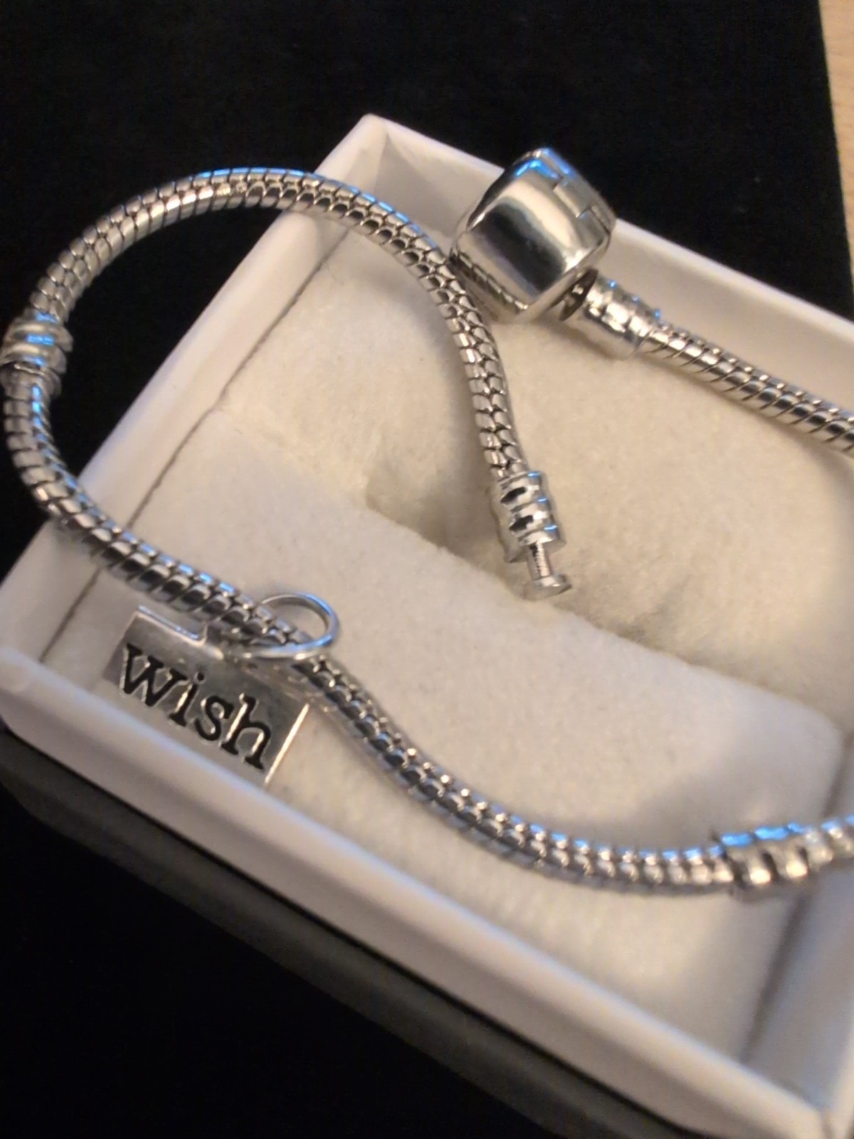 Starling Silver 925 Thick Heavy Charm Bracelet 11.5G With A 925 Wish Charm 7 In
