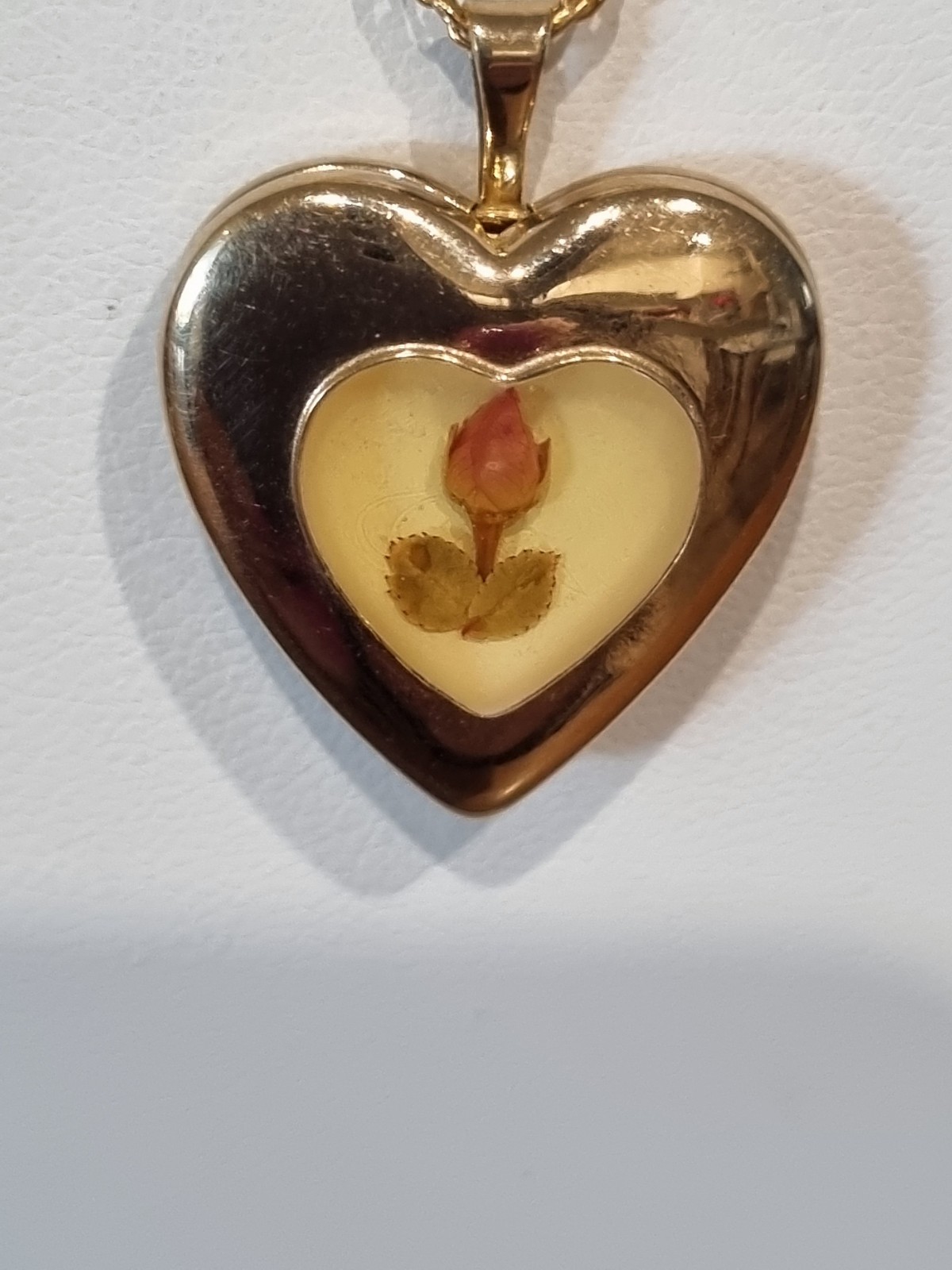 Vintage 14K GF Real Rosebud Heart Locket PPC USA 12K GF Chain 1960-70s See Video