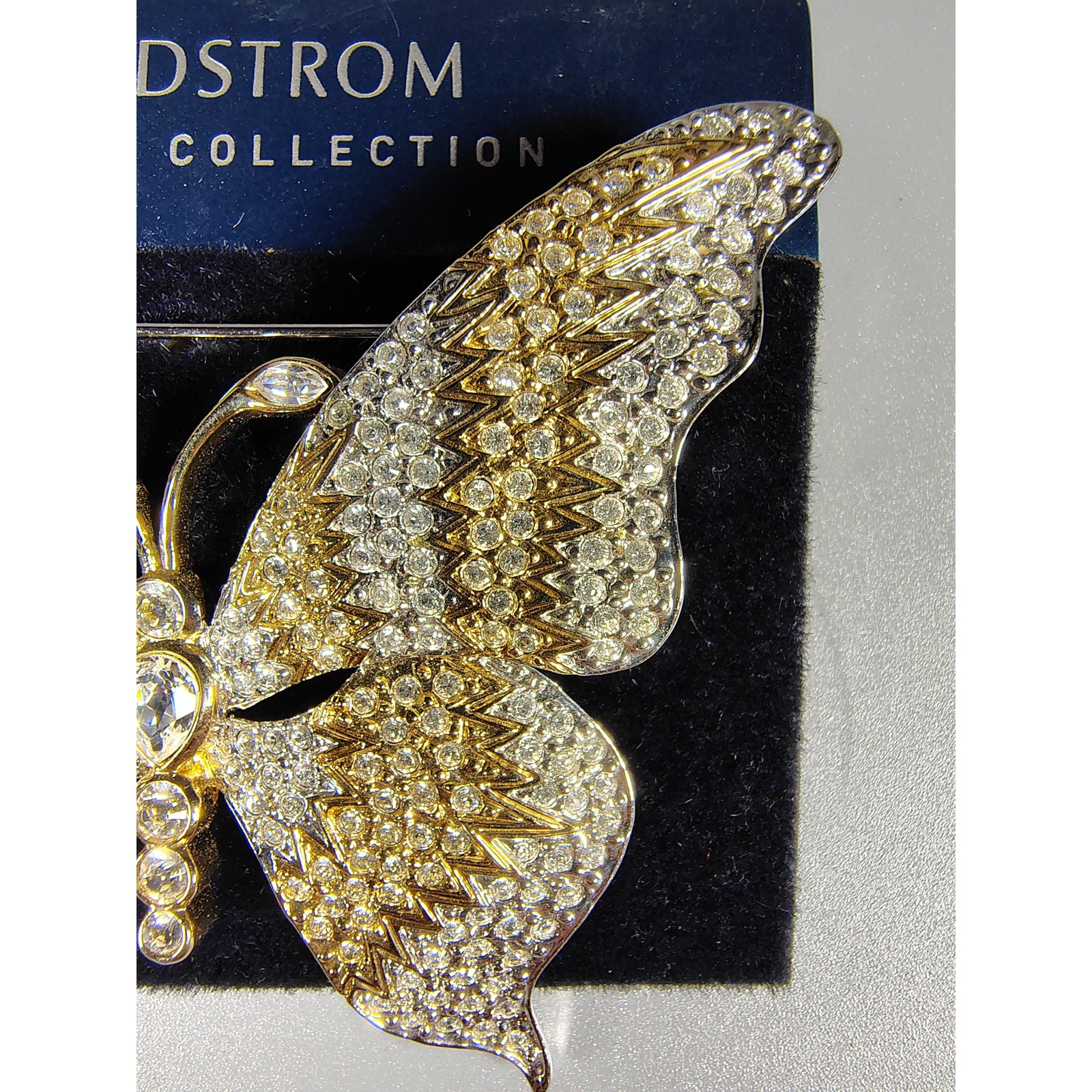 Vintage Nordstrom Crystal Collection Butterfly Brooch Pin 2.75″ – Rhodium Plated