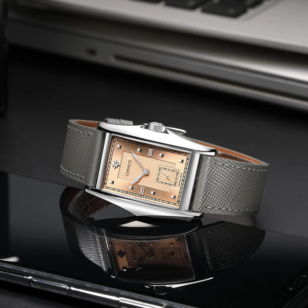 FARASUTE Creative Manual Square Customized Mechanical Movement Watch Men Luxury
