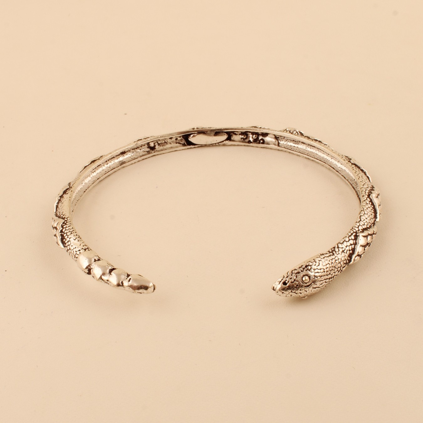 Snake Open Cuff Bracelet for Women & Men, Silver Plated Bangle Serpent Bracelet
