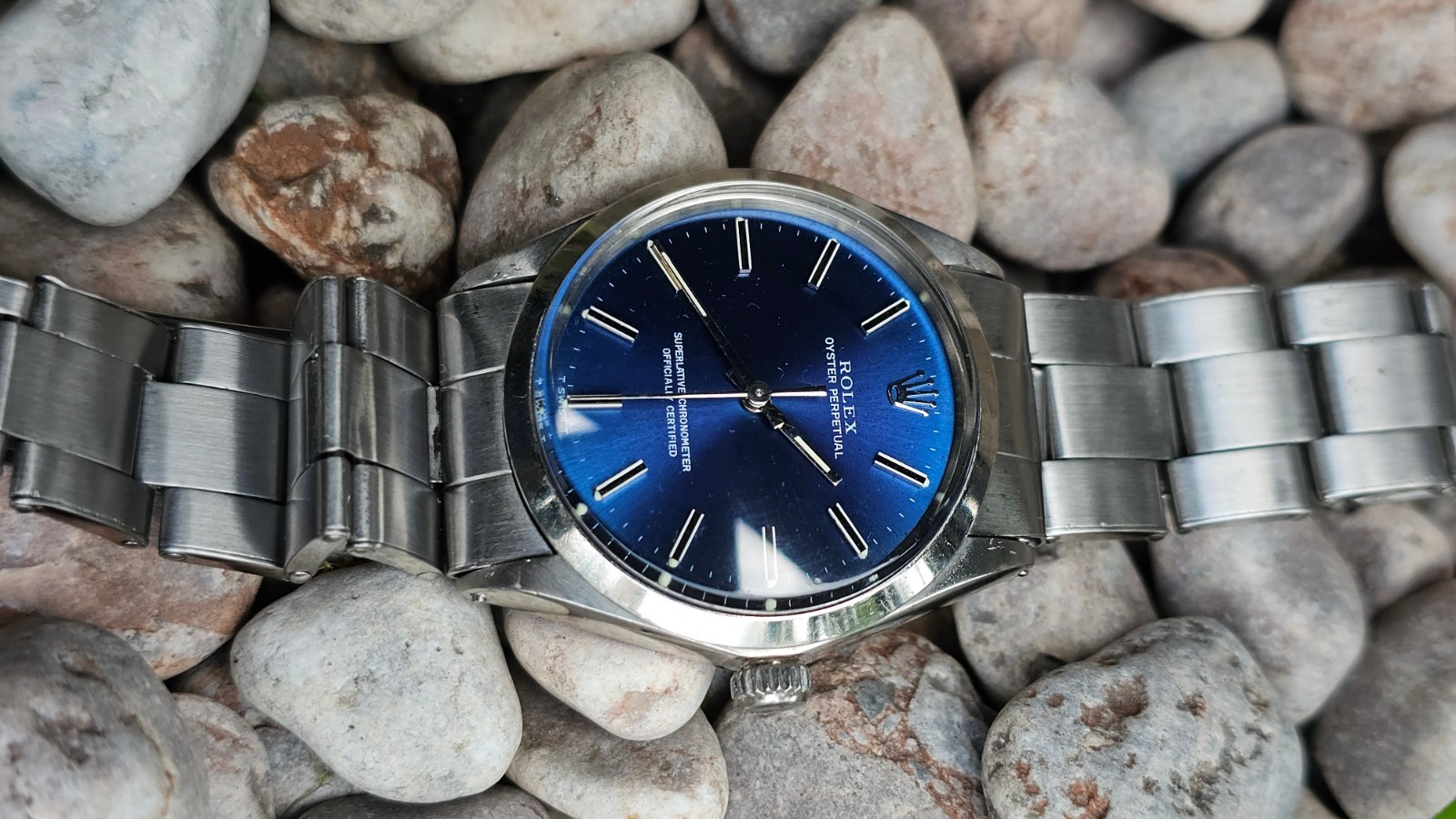 Rolex Oyster Perpetual 1002 Blue Dial Men’s Automatic Watch 1969